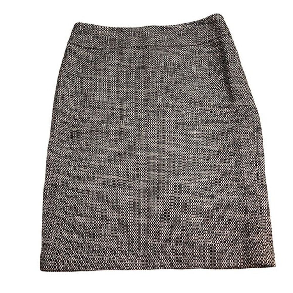 LOFT Textured Tweed Pencil Skirt Black White Business Casual Size 4
